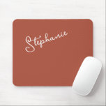 Terracotta Personalized Minimalist Script Name  Mousepad<br><div class="desc">Earthy Terracotta Personalized Minimalist Script Name Mousepad. Simple to customize,   just add a name or your own text. Perfect for office,  home office,  home decor,  work station,  kids rooms,  back to school and going away to college gifts. Order yours today!</div>