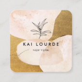 Terracotta Pflanze Blätter Gold Quadratische Visitenkarte (Vorderseite)