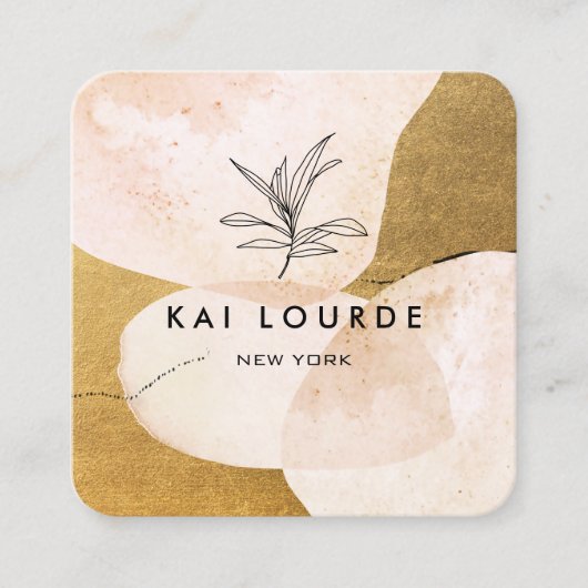 Terracotta Pflanze Blätter Gold Quadratische Visitenkarte (Vorderseite)