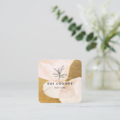 Terracotta Pflanze Blätter Gold Quadratische Visitenkarte (Stehend Vorderseite)