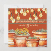 Terracotta Pflanze Pop & Garden String Lights Einladung (Vorderseite)