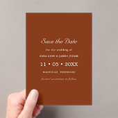 Terracotta Photo Save the Date Card Acryleinladungen (Insitu (Handheld))