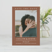 Terracotta Photo Save the Date Einladung (Stehend Vorderseite)