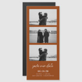 Terracotta Photo Strip Magnetic Wedding Magnetkarte (Vorne/Hinten)