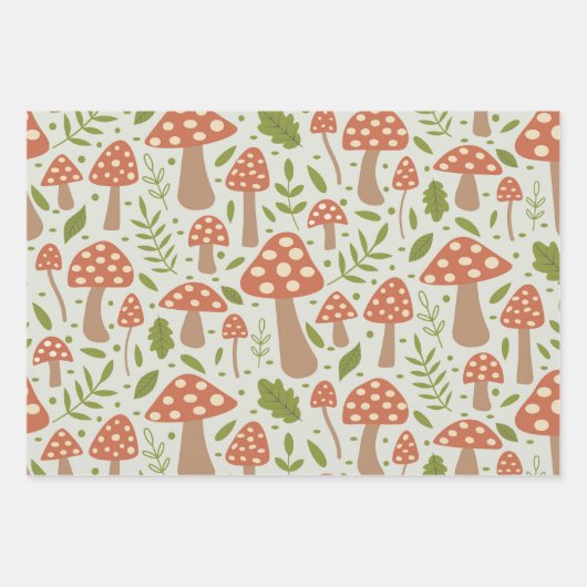 Terracotta Pilze mit grünen Blätter (Vorderseite 2)