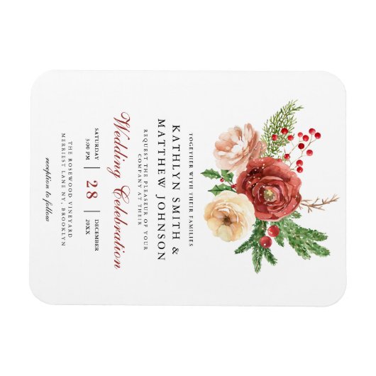 Terracotta Pine Bough Wedding Einladung Magnet (Horizontal)