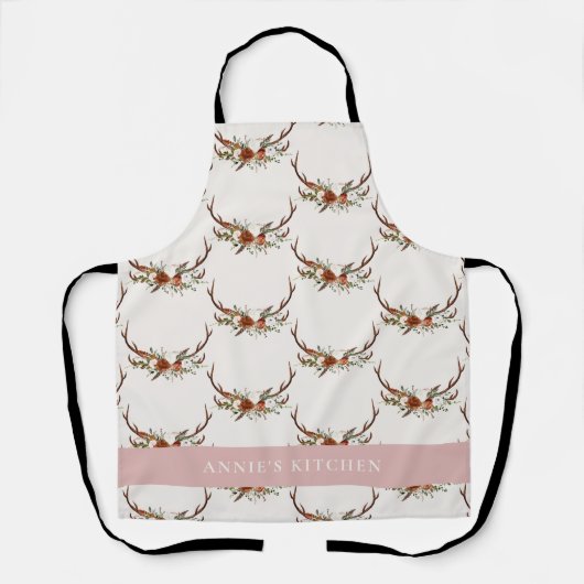 Terracotta pink antler Aquarell elegant Schürze (Vorderseite)