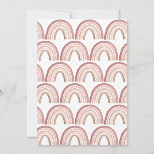 Terracotta Pink Boho Rainbow Baby Dusche Einladung (Rückseite)