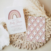 Terracotta Pink Boho Rainbow Baby Dusche Einladung