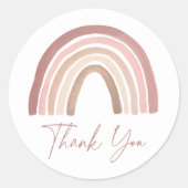 Terracotta Pink Boho Rainbow Baby Dusche Runder Aufkleber (Vorderseite)