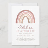 Terracotta Pink Boho Rainbow Einladung (Vorderseite)