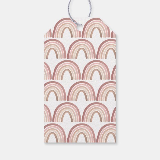 Terracotta Pink Boho Rainbow Geschenkanhänger (Rückseite)