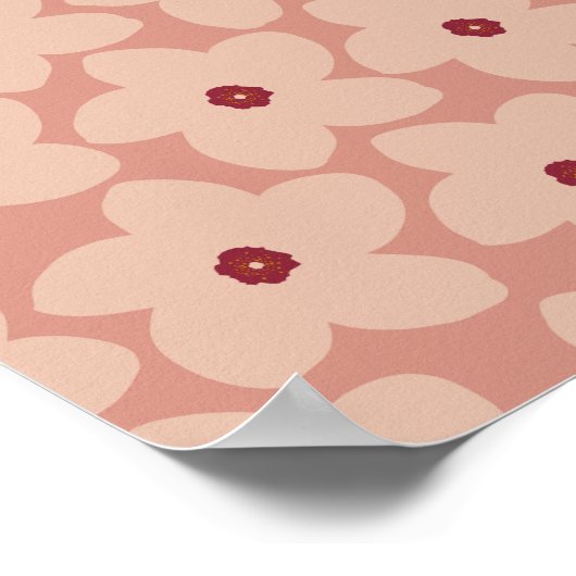 Terracotta Pink Retro Blume Poster (Ecke)
