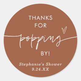 Terracotta Popcorn Favoriten, danke für Popping By Runder Aufkleber