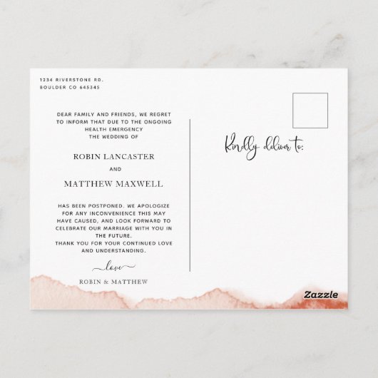 Terracotta Postponement Postkarte (Rückseite)