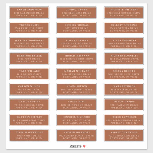 Terracotta | Private Guest Address Labels (Blatt)