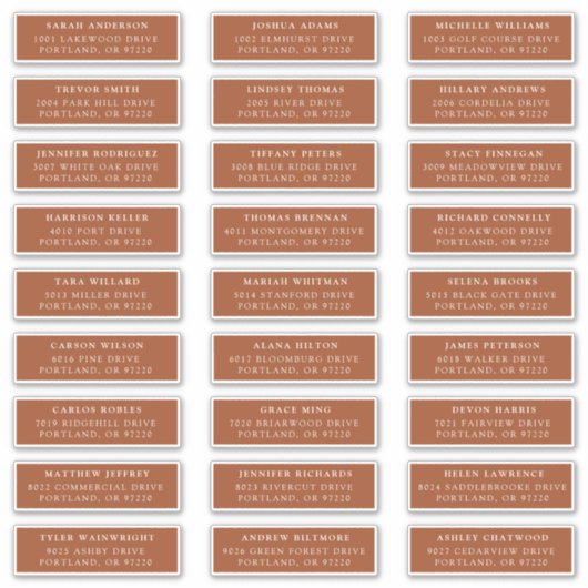 Terracotta | Private Guest Address Labels (Vorderseite)