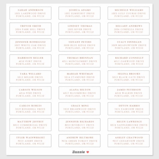 Terracotta | Private Guest Address Labels (Blatt)