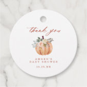 Terracotta Pumpkin Baby Dusche Vielen Dank Geschenkanhänger (Vorderseite)