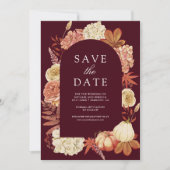 Terracotta Pumpkin Floral Burgundy Wedding Save The Date (Vorderseite)