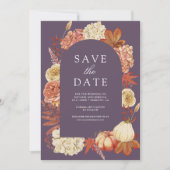 Terracotta Pumpkin Floral Dusty Purple Wedding Save The Date (Vorderseite)