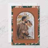 Terracotta Pumpkin Floral Emerald Green Wedding Save The Date (Rückseite)