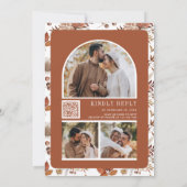 Terracotta Pumpkin Floral QR Code Black Wedding Einladung (Rückseite)