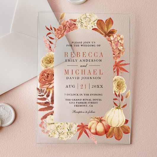 Terracotta Pumpkin Floral Wedding Acryleinladungen