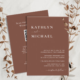 Terracotta QR Code in einer modernen schicken Hoch Einladung