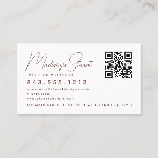 Terracotta QR Code Scannable Beruflich Modern Visitenkarte (Rückseite)