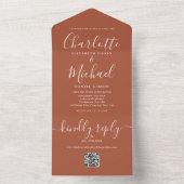 Terracotta QR Code Skript Minimalistische Hochzeit All In One Einladung (Innen Boden)