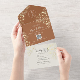 Terracotta QR Code Wedding All In One Einladung