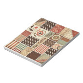 Terracotta Quilt and Patchwork Farbenfrohe Blumen Notizblock (Rotiert)