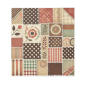 Terracotta Quilt and Patchwork Farbenfrohe Blumen Notizblock (Vorderseite)