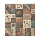 Terracotta Quilt and Patchwork Farbenfrohe Blumen Notizblock (Vorderseite)