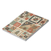Terracotta Quilt and Patchwork Farbenfrohe Blumen Notizblock (Rotiert)