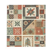 Terracotta Quilt and Patchwork Farbenfrohe Blumen Notizblock (Vorderseite)