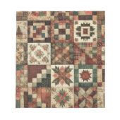 Terracotta Quilt and Patchwork Farbenfrohe Blumen Notizblock (Vorderseite)