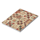 Terracotta Quilt and Patchwork Farbenfrohe Blumen Notizblock (Rotiert)