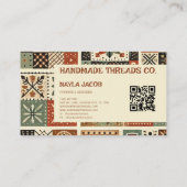 Terracotta Quilt Patchwork Handgefertigte Kleidung Visitenkarte (Rückseite)