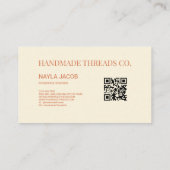 Terracotta Quilt Patchwork Handgefertigte Kleidung Visitenkarte (Rückseite)