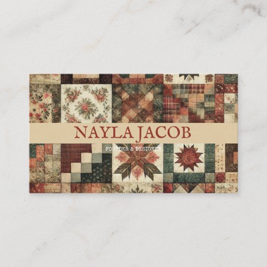 Terracotta Quilt Patchwork Handgefertigte Kleidung Visitenkarte (Vorderseite)