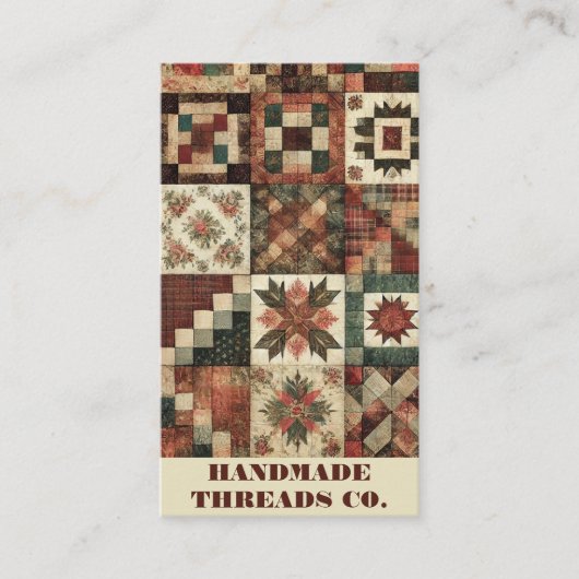 Terracotta Quilt Patchwork Handgefertigte Kleidung Visitenkarte (Vorderseite)