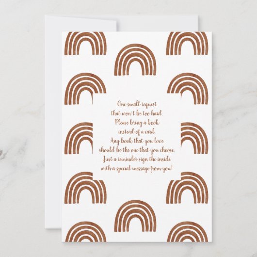 Terracotta Rainbow Baby Dusche Einladung (Rückseite)