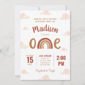 Terracotta Rainbow Boho Virtueller erster Geburtst Einladung (Vorderseite)