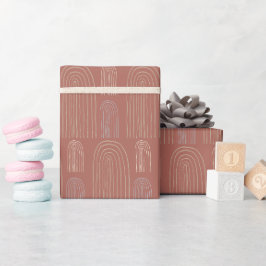 Terracotta Rainbow Mid Century Chic Pattern Geschenkpapier