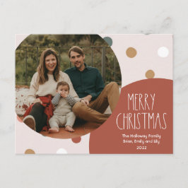 Terracotta Red Boho Polka Dot Christmas One Foto Feiertagspostkarte
