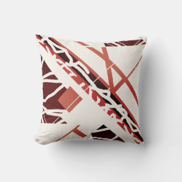 Terracotta Red Brown Slanted Design auf Off-white Kissen