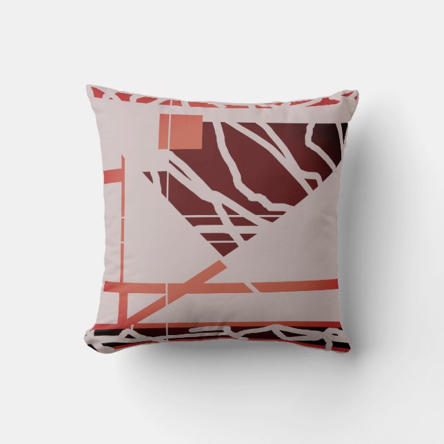 Terracotta Red Brown Warm Gray Diagonal Art Design Kissen (Vorderseite)