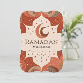 Terracotta Red Craft Ramadan Mubarak Einladung (Stehend Vorderseite)